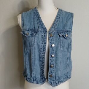 Sasson Jeans Denim Cropped Vest sleeveless large Y2K vintage light wash